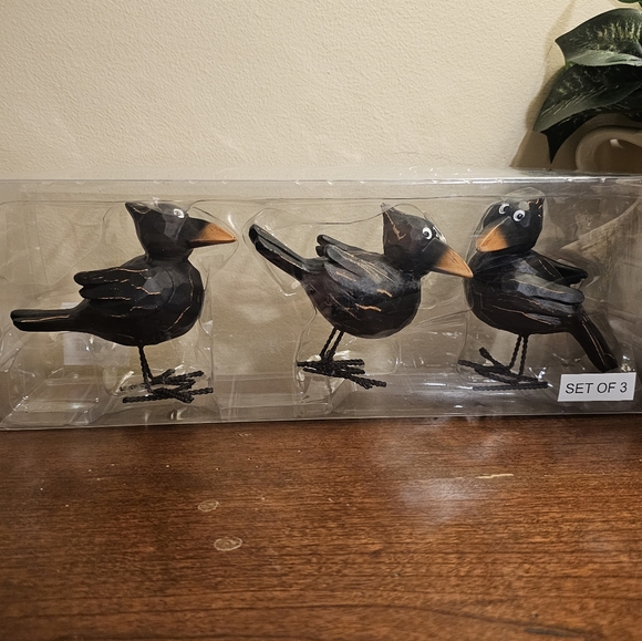 Judgmental Crows Black Birds Fall Decor Set of 3 Hobby Lobby Halloween Autumn - Picture 1 of 11